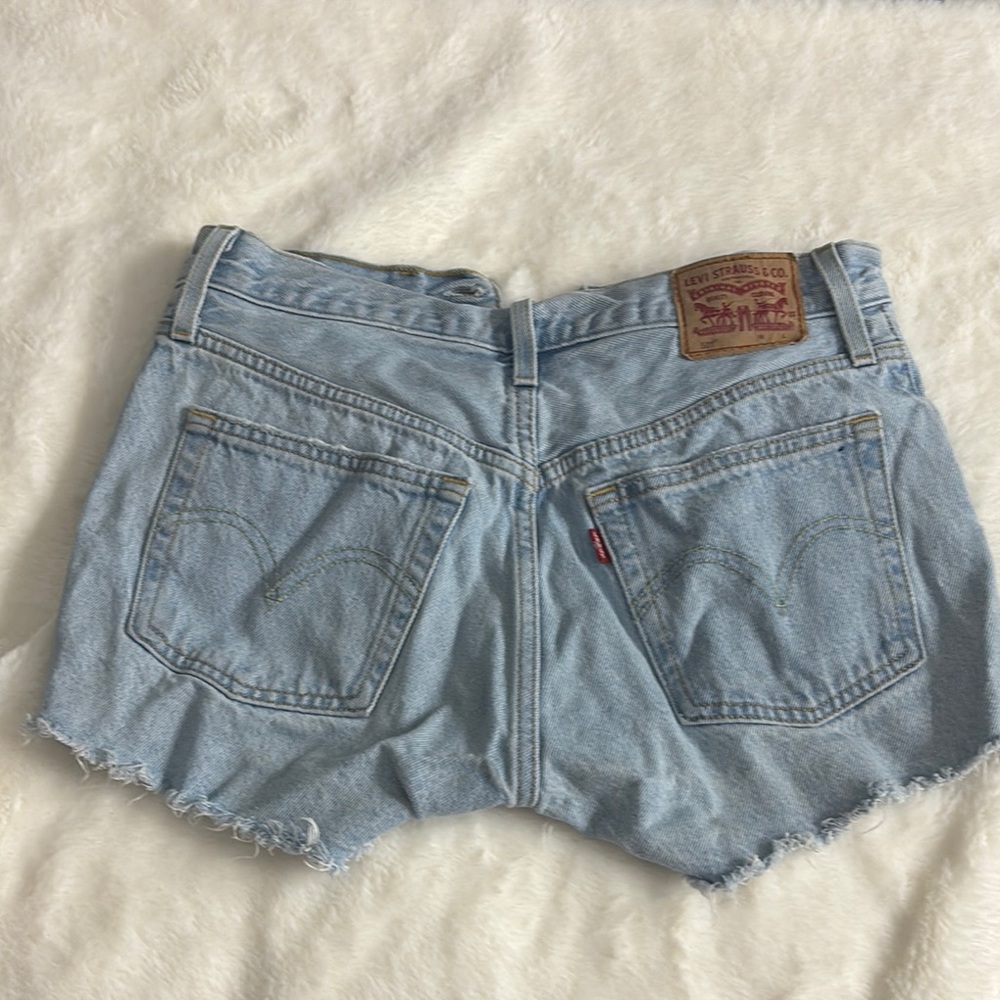Levi's Blue Jean Shorts Distressed Raw Hem